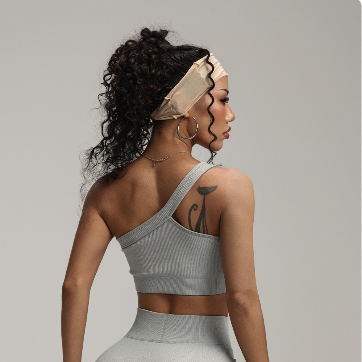 Seamless Ribbed Workout Tank Top - Sutiã esportivo feminino de um ombro