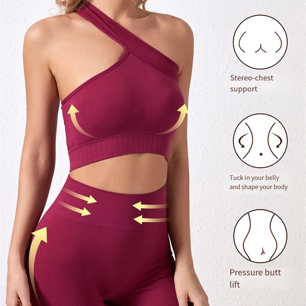 Seamless Ribbed Workout Tank Top - Conjunto de 2 peças de roupa