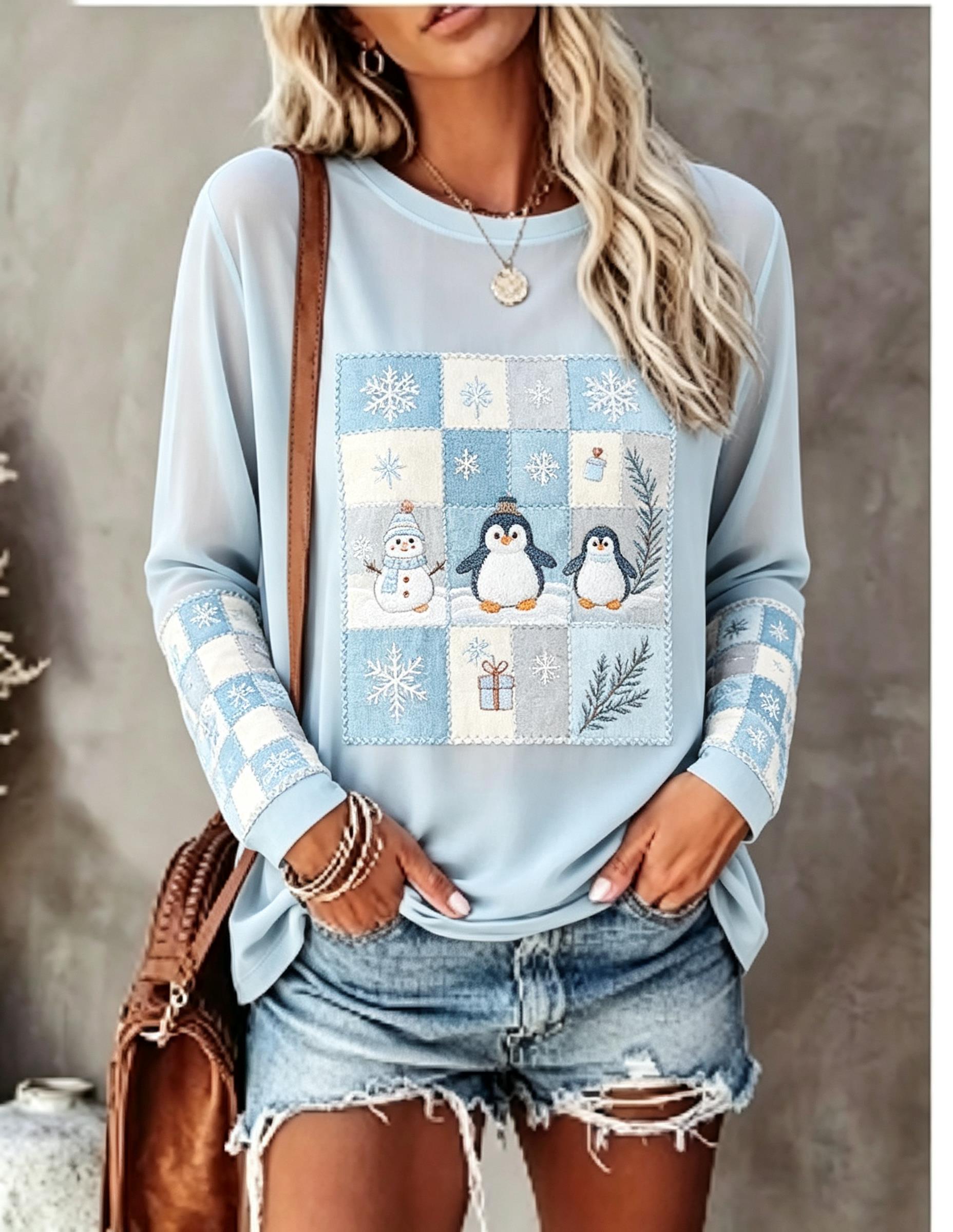 Blouses - Camiseta de manga comprida para mulher,