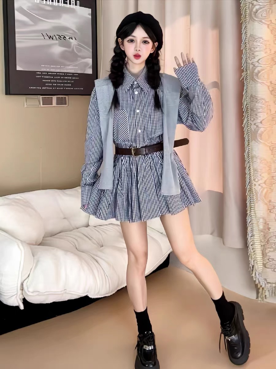 Korean Style A Line Shirt Dress - Vestido Camisa Estilo Coreano de Início