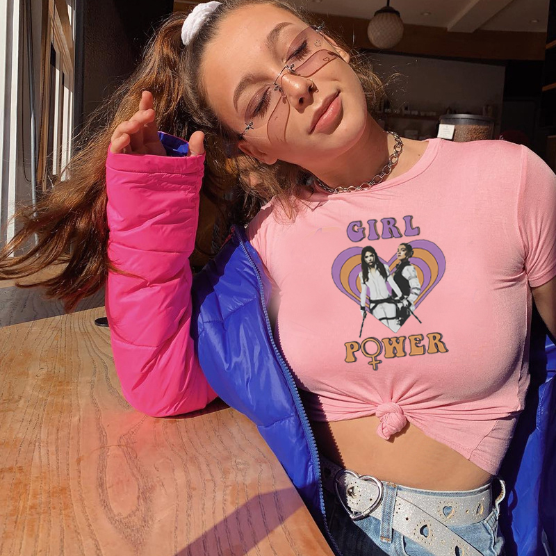 Y2k colheita bebê t feminino m - Y2K Graphic Baby Tee Crop avaliação e preço