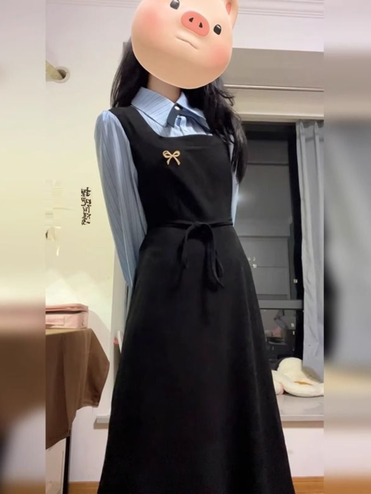 Vestido Camisa Elegante Preto  - Korean Style A Line Shirt Dress avaliação e preço
