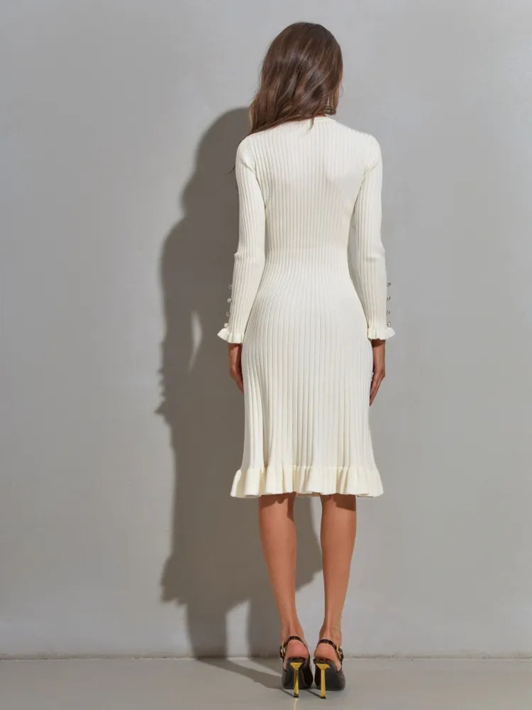 Vestido bodycon feminino de ma - Bodycon Long Sleeve Ribbed Dress avaliação e preço