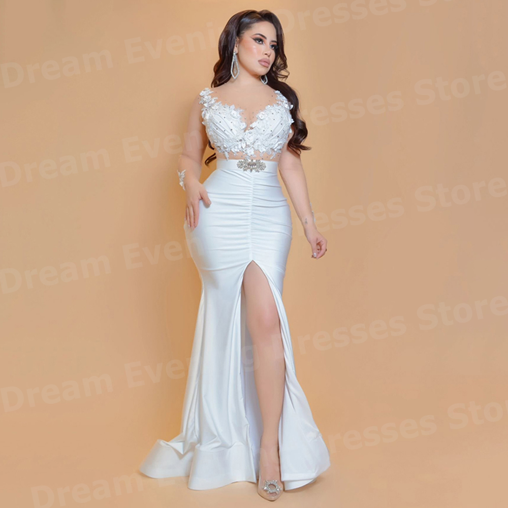 Vestidos de Noite Elegantes Br - Elegant Satin Evening Gown Split avaliação e preço