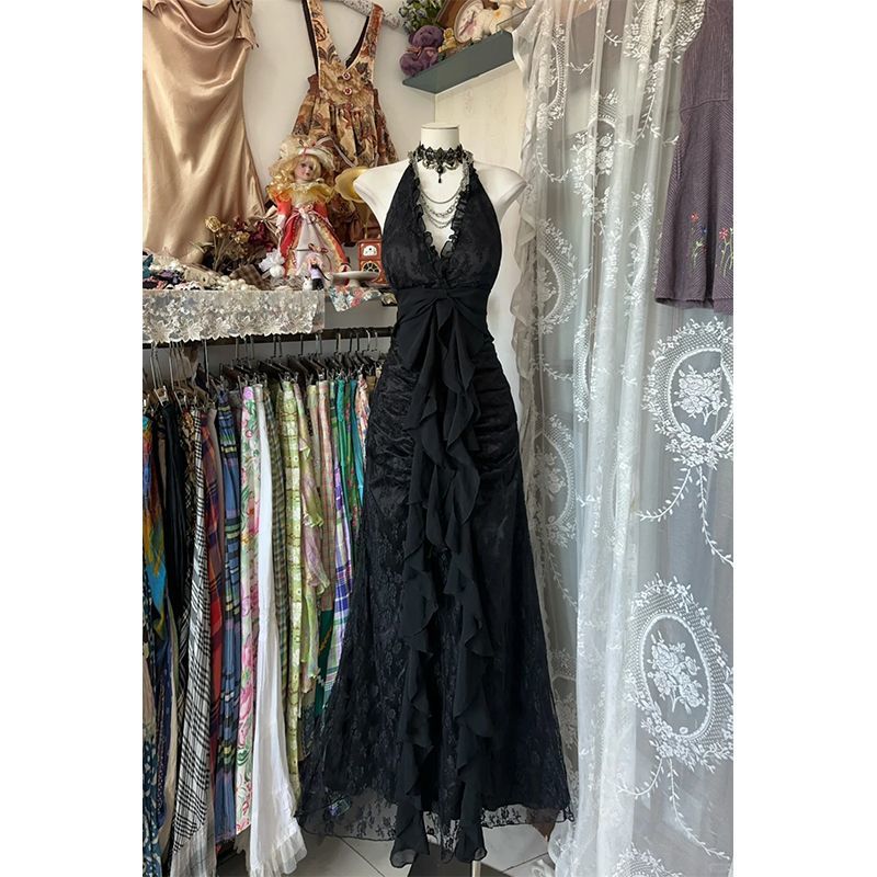 Vestido Vintage Y2K Sem Mangas - Y2K Backless Halter Mini Dress avaliação e preço