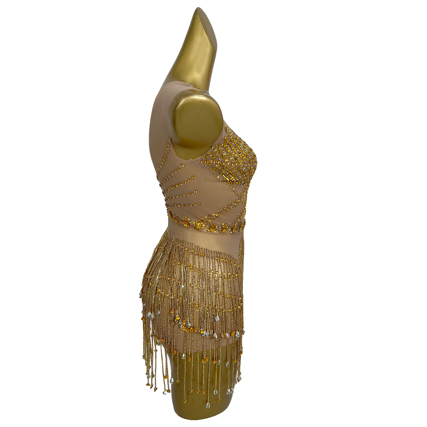 Mini vestido transparente de m - Sparkly Rhinestone Club Party Dress avaliação e preço