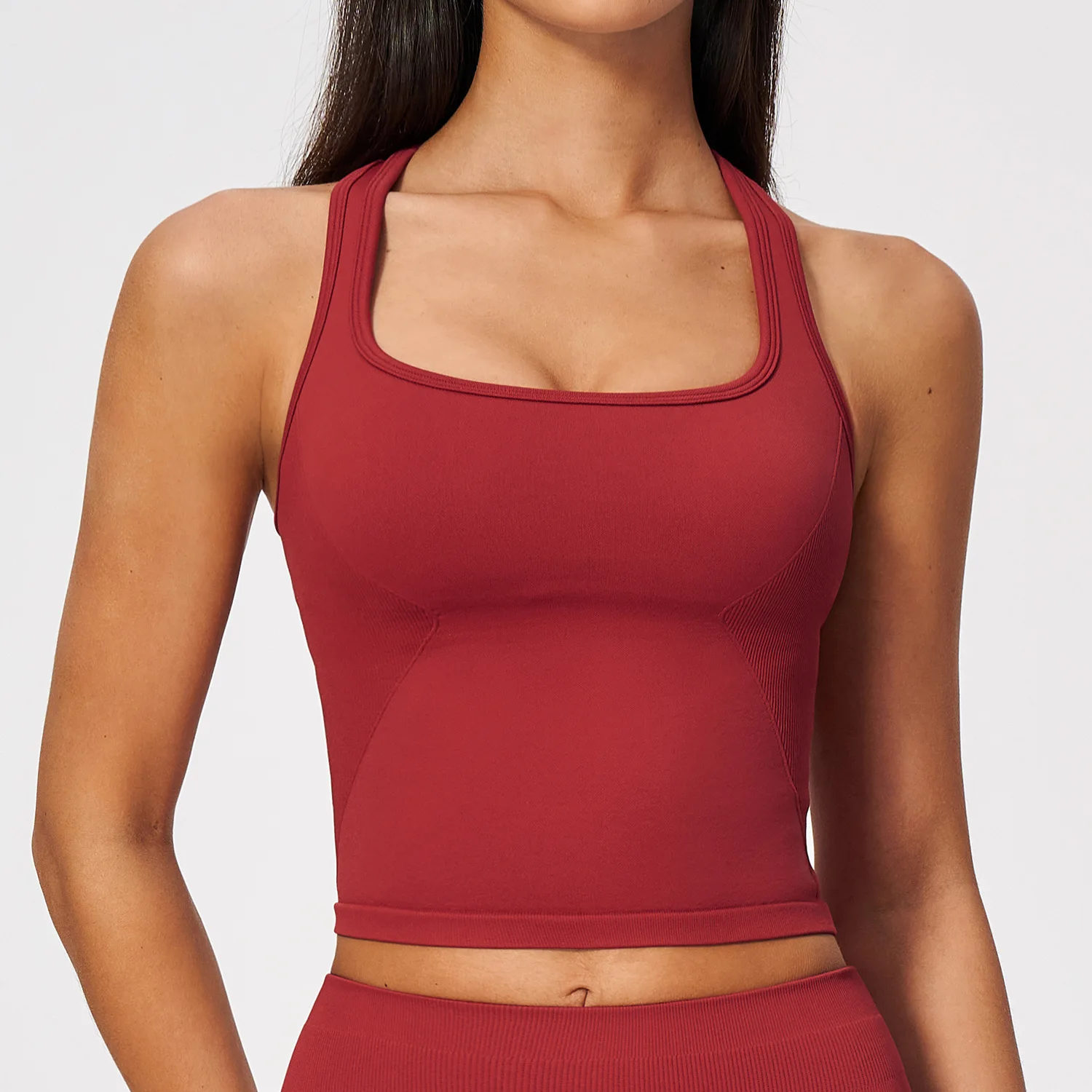 Sutiã esportivo de yoga sem co - Seamless Ribbed Workout Tank Top avaliação e preço