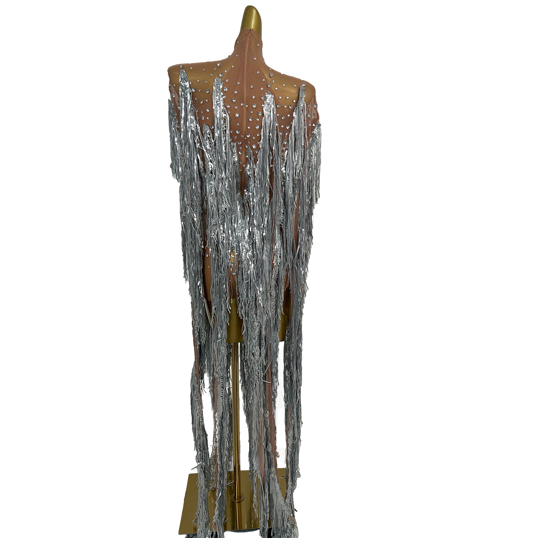 yusanBar Vestido Longo com Fra - Sparkly Rhinestone Club Party Dress avaliação e preço