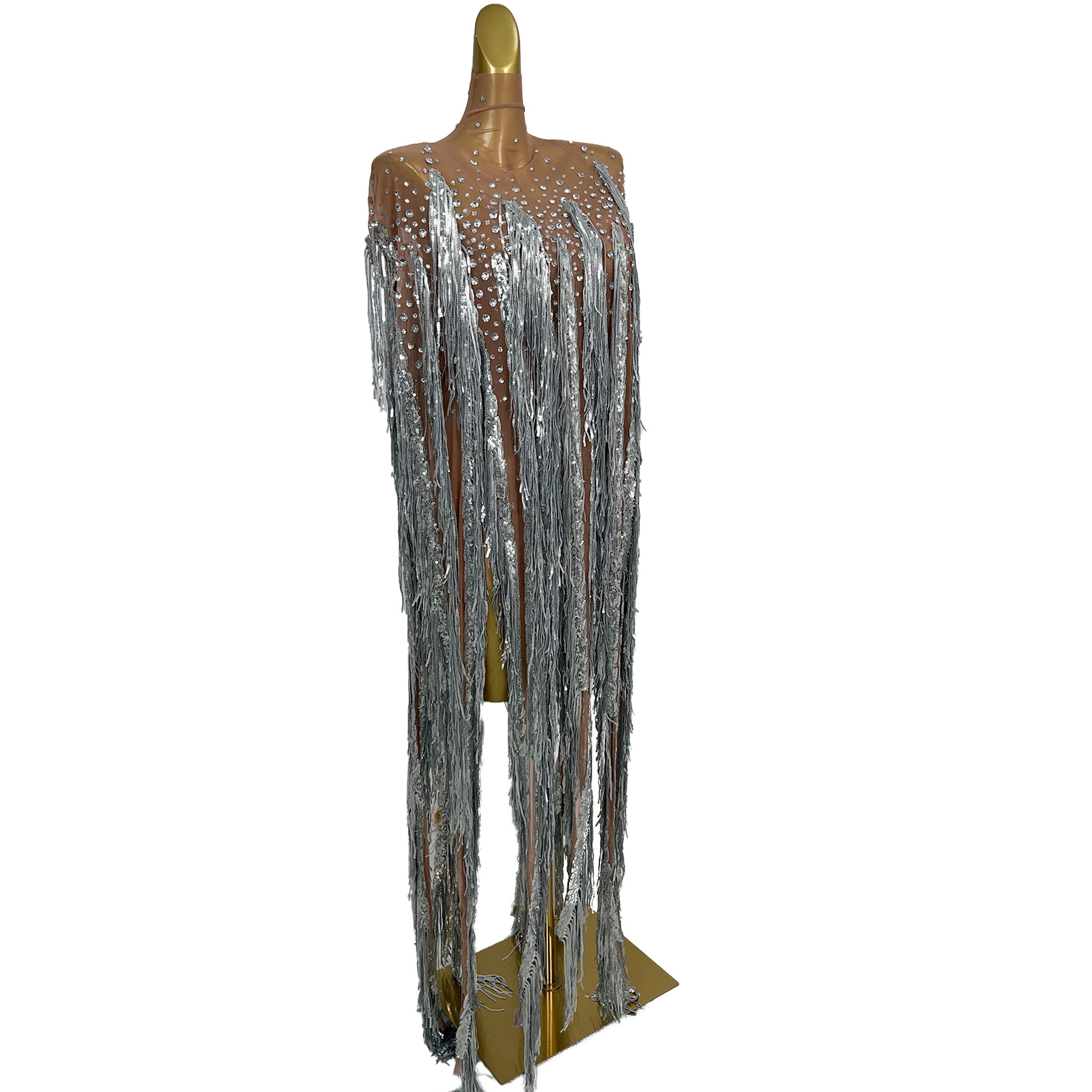 yusanBar Vestido Longo com Fra - Sparkly Rhinestone Club Party Dress avaliação e preço