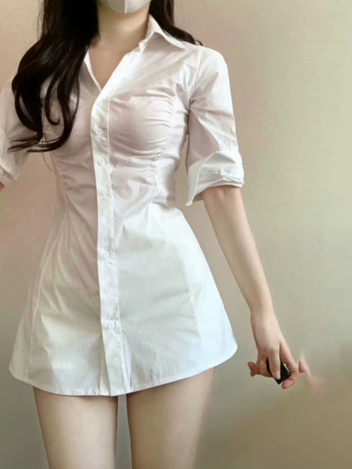 Vestido Chemise Sexy Plissado  - Korean Style A Line Shirt Dress avaliação e preço