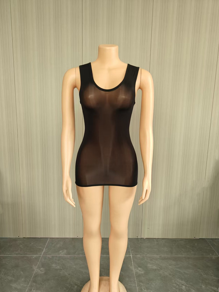 Vestido Mini Tank Sexy Brilhan - Sexy Mesh Sheer Bodycon Dress avaliação e preço