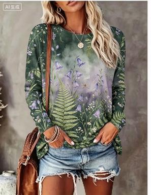 Camiseta Feminina de Manga Lon - Blouses avaliação e preço
