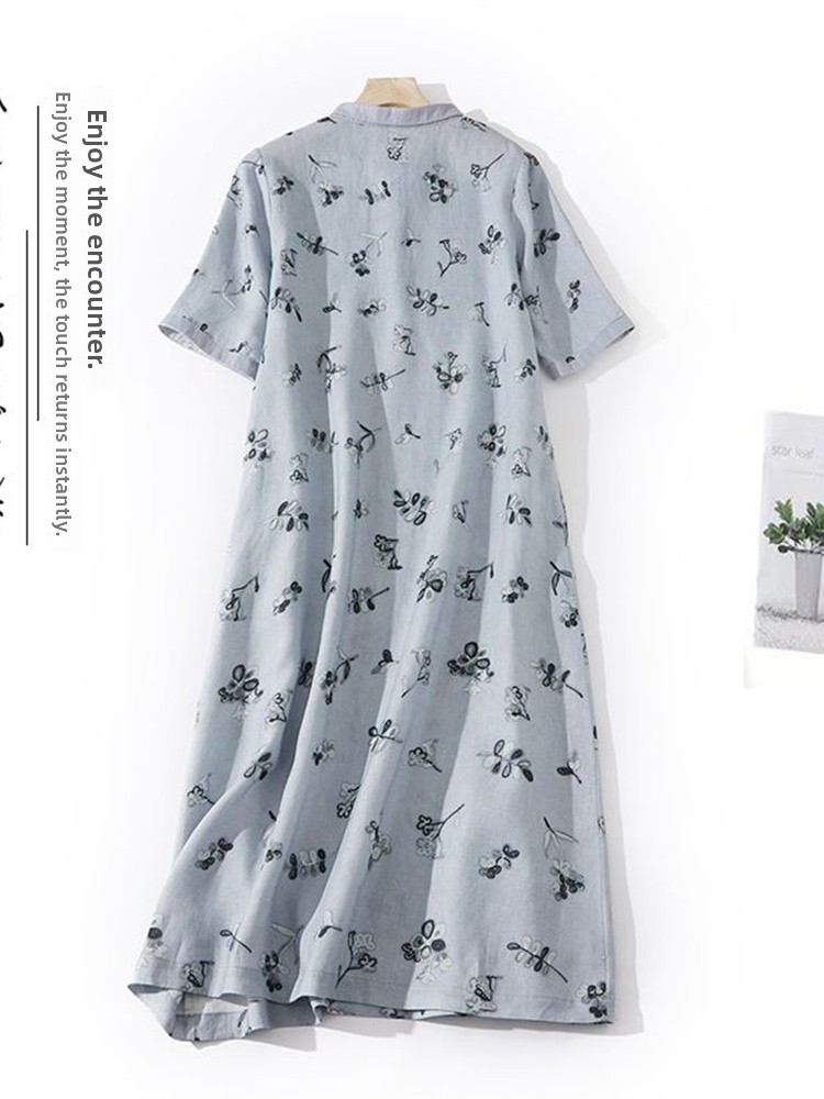 Vestido Camisa Solto de Algodã - Casual Loose Linen Shirt Dress avaliação e preço