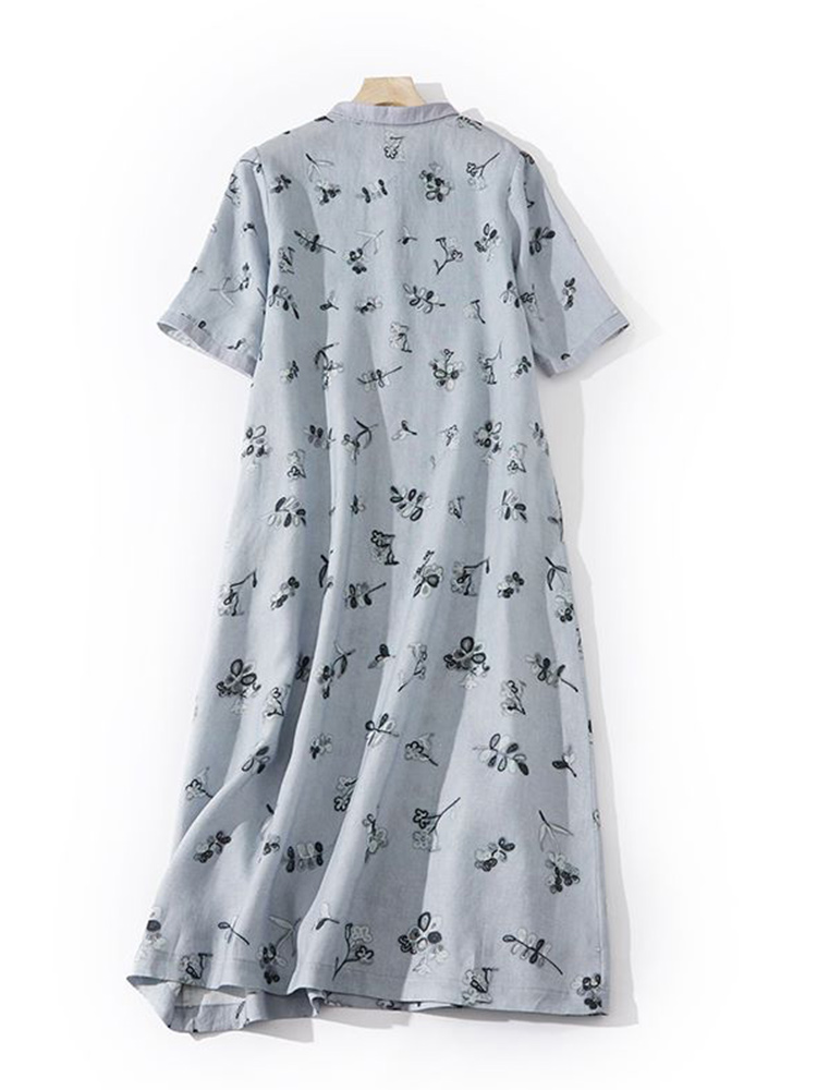 Vestido Camisa Solto de Algodã - Casual Loose Linen Shirt Dress avaliação e preço