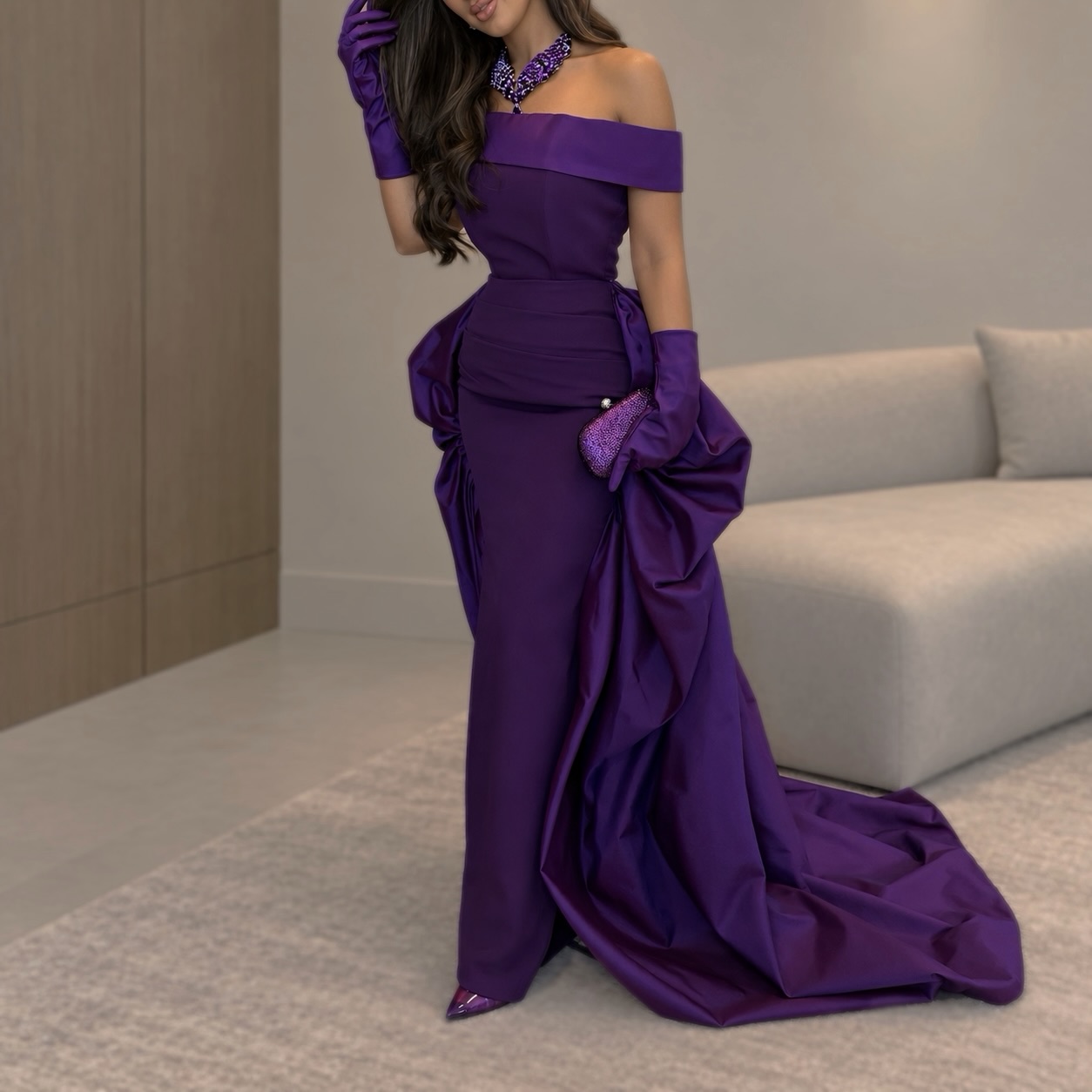 Vestidos de Noite de Cetim Sex - Elegant Satin Evening Gown Split avaliação e preço
