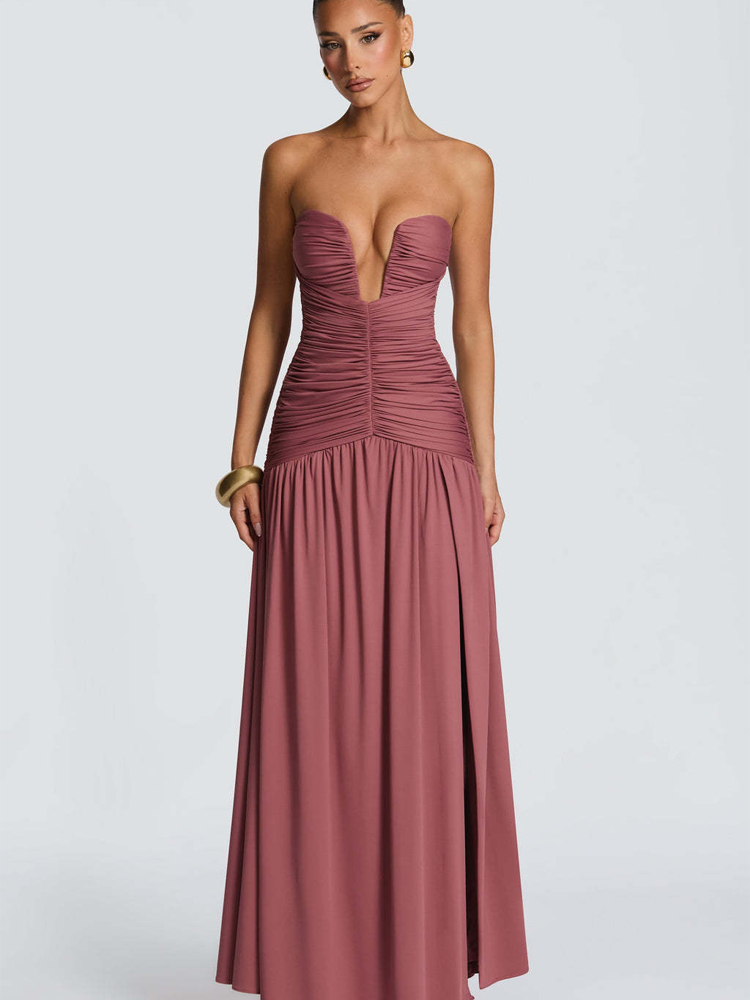 Vestido Longo Elegante de Ceti - Elegant Satin Evening Gown Split avaliação e preço